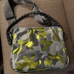 MZ Wallace Small Bowery Body Crossbody Bag Metallic Citron Camo